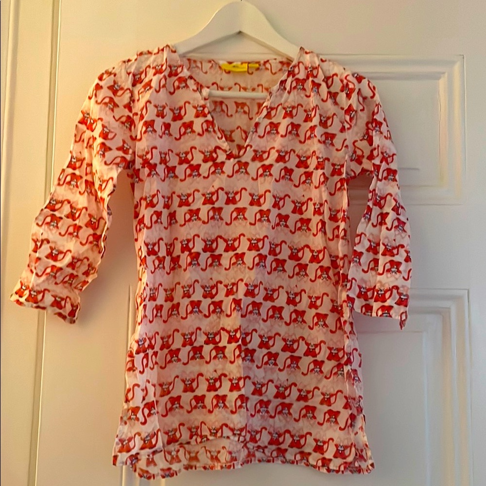 Roberta Roller Rabbit kids sun cover up. Cat print